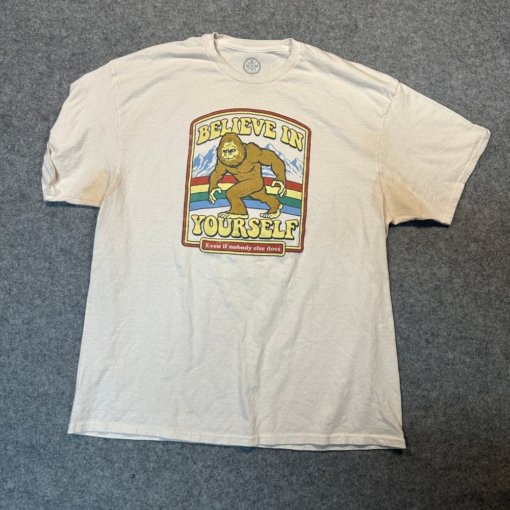 DOM Believe In Yourself Graphic Tee 2XL White Bigfoot Sasquatch Cotton